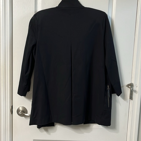 Ming Wang Black Mandarin Collar Open Front Blazer Jacket M - Picture 2 of 5